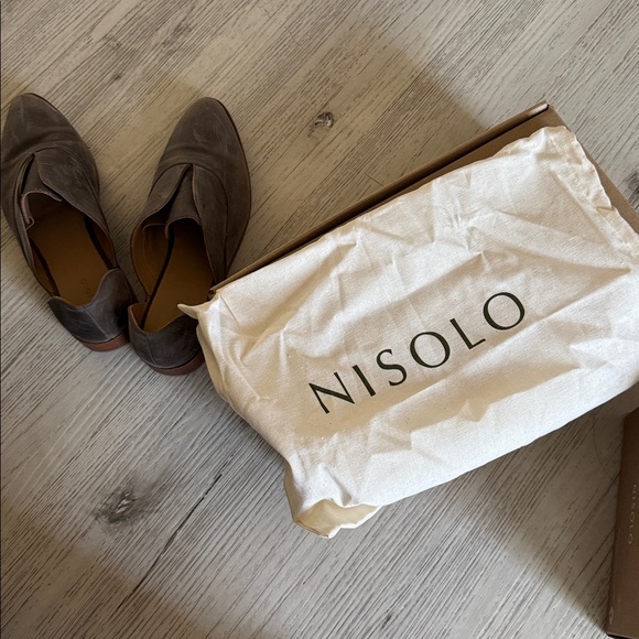 Nisolo Charcoal Leather Loafers Emma d'Orsay Oxford - Picture 8 of 8